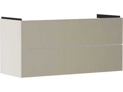 Dulap baza suspendat Hansgrohe Xevolos E cu 2 sertare, 118cm, corp bej mat, front ceramic bronz texturat