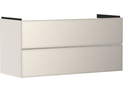 Dulap baza suspendat Hansgrohe Xevolos E cu 2 sertare, 118cm, corp bej mat, front bej metalic