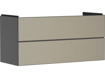Dulap baza suspendat Hansgrohe Xevolos E cu 2 sertare, 118cm, corp gri mat, front ceramic bronz texturat