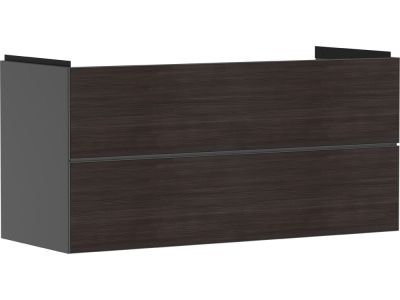 Dulap baza suspendat Hansgrohe Xevolos E cu 2 sertare, 118cm, corp gri mat, front stejar inchis