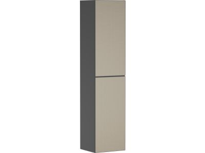 Dulap inalt suspendat Hansgrohe Xevolos E cu usi orientare dreapta, 40x36x176cm, corp gri mat, front ceramic bronz texturat