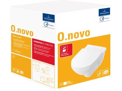 Set vas WC suspendat Villeroy & Boch O.Novo 56x36cm si capac simplu, alb Alpin