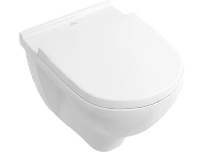 Set vas WC suspendat Villeroy & Boch O.Novo Ceramic Plus 56x36cm Directflush si capac cu Inchidere lenta si QuickRelease, alb Alpin