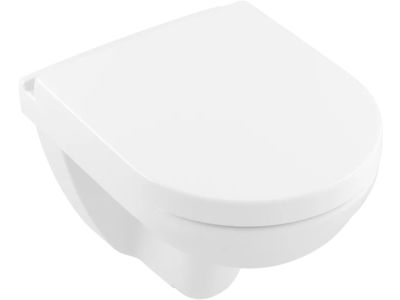 Set vas WC suspendat Villeroy & Boch O.Novo CeramicPlus 49x36cm Directflush si capac cu Inchidere lenta, alb Alpin