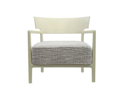 Fotoliu Kartell Cara design Philippe Starck & Sergio Schito, cadru verde, tapiterie Fancy verde-negru