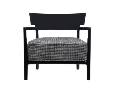 Fotoliu Kartell Cara design Philippe Starck & Sergio Schito, cadru negru, tapiterie Fancy negru-bej