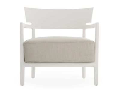 Fotoliu Kartell Cara Mat design Philippe Starck & Sergio Schito, cadru alb, perna Solid White-Beige