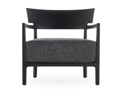 Fotoliu Kartell Cara Mat design Philippe Starck & Sergio Schito, cadru negru, perna Solid Charcoal