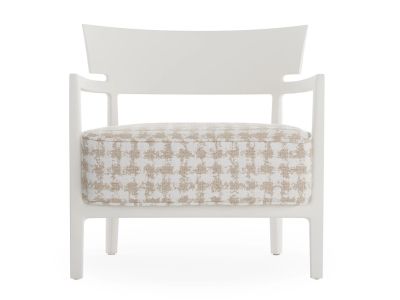 Fotoliu Kartell Cara Mat design Philippe Starck & Sergio Schito, cadru alb, perna Fancy White-Beige