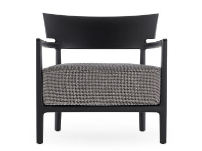 Fotoliu Kartell Cara Mat design Philippe Starck & Sergio Schito, cadru negru, perna Fancy Black-Beige