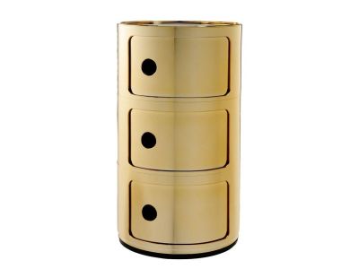 Comoda modulara Kartell Componibile 3 design Anna Castelli Ferrieri, auriu metalizat