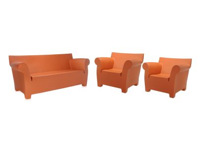 Set mobilier exterior Kartell Bubble cu canapea si fotolii, ocru
