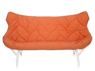 Canapea Kartell Foliage design Patricia Urquiola, cadru alb, tapiterie Trevira, Orange