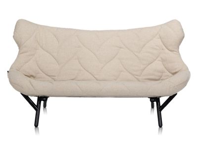 Canapea Kartell Foliage design Patricia Urquiola, cadru negru, tapiterie Trevira, beige