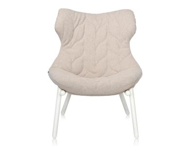 Fotoliu Kartell Foliage design Patricia Urquiola, cadru alb, perna Trevira Beige