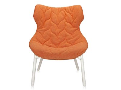 Fotoliu Kartell Foliage design Patricia Urquiola, cadru alb, perna Trevira Orange
