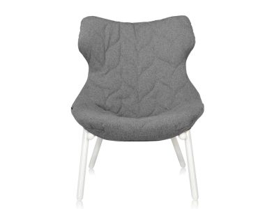Fotoliu Kartell Foliage design Patricia Urquiola, cadru alb, perna Trevira Grey