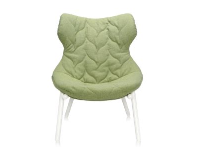 Fotoliu Kartell Foliage design Patricia Urquiola, cadru alb, perna Trevira Green