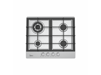 Plita gaz incorporabila Midea MH 604 TC FX G cu 4 arzatoare, arzator tripla coroana, gratare fonta, 60 cm, inox