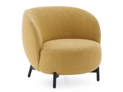 Fotoliu Kartell Lunam design Patricia Urquiola, tapiterie Curly galben acid