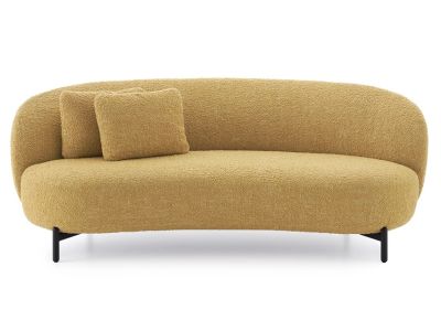 Canapea Kartell Lunam design Patricia Urquiola, 200cm, tapiterie Curly galben acid