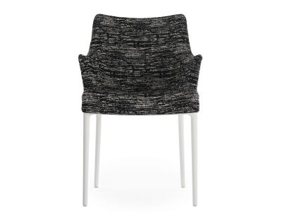 Scaun Kartell Eleganza Nia design Philippe Starck, cadru alb, tapiterie Melange Black