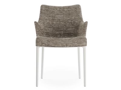 Scaun Kartell Eleganza Nia design Philippe Starck, cadru alb, tapiterie Melange Taupe