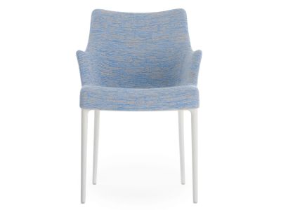 Scaun Kartell Eleganza Nia design Philippe Starck, cadru alb, tapiterie Melange Light Blue