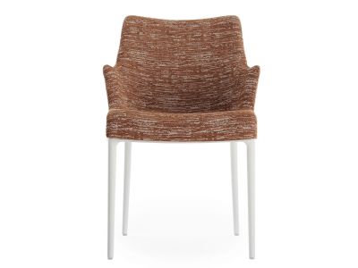 Scaun Kartell Eleganza Nia design Philippe Starck, cadru alb, tapiterie Melange Rust