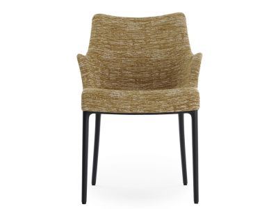 Scaun Kartell Eleganza Nia Design Philippe Starck, cadru negru, tapiterie Melange Mustard