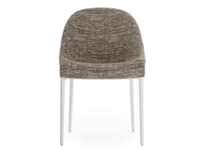 Scaun Kartell Eleganza Ela design Philippe Starck, cadru alb, tapiterie Melange Taupe