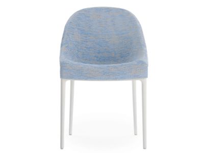 Scaun Kartell Eleganza Ela design Philippe Starck, cadru alb, tapiterie Melange Light Blue