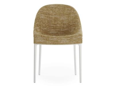 Scaun Kartell Eleganza Ela design Philippe Starck, cadru alb, tapiterie Melange Mustard