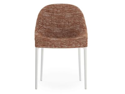 Scaun Kartell Eleganza Ela design Philippe Starck, cadru alb, tapiterie Melange Rust