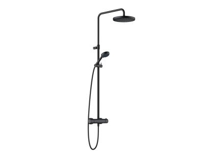 Coloana de dus Kludi Logo THM Dual Shower System cu baterie de dus termostatata, negru mat