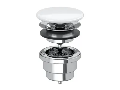 Ventil fix Villeroy & Boch pentru lavoare fara preaplin cu capac ceramic alb