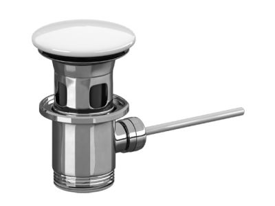 Ventil pop-up pentru lavoar cu preaplin Villeroy & Boch cu capac ceramic alb alpin
