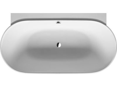 Cada baie ovala Duravit Luv 185x95cm, compozit, montaj la perete, cu panou integrat si picioare incluse