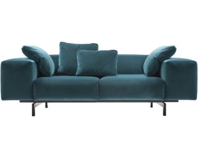 Canapea Kartell Largo Velluto design Piero Lissoni cu doua locuri, doua brate, 226cm, turcoaz