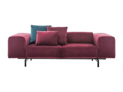 Canapea Kartell Largo Velluto design Piero Lissoni cu doua locuri, doua brate, 226cm, rosu cardinal
