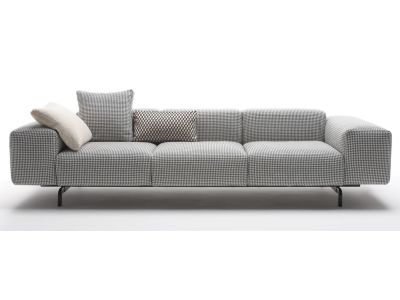 Canapea Kartell Largo design Piero Lissoni, cadru metalic, husa detasabila Houndstooth, negru