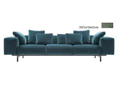 Canapea Kartell Largo Velluto design Piero Lissoni cu 3 locuri, doua brate, 301cm, gri
