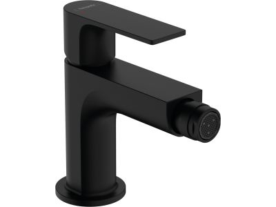 Baterie bideu Hansgrohe Rebris E EcoSmart, ventil metalic pop-up, negru mat