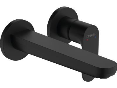 Baterie lavoar Hansgrohe Rebris S EcoSmart cu pipa 200mm, montaj incastrat, necesita corp ingropat, negru mat