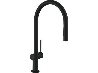 Baterie bucatarie Hansgrohe Talis M54 210, dus extractibil cu 2 tipuri de jet, negru mat