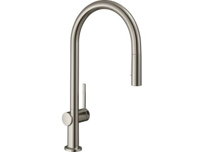 Baterie bucatarie Hansgrohe Talis M54 210, dus extractibil cu 2 tipuri de jet, finisaj inox optic