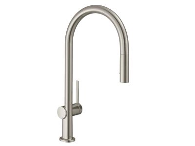 Baterie bucatarie Hansgrohe Talis M54 210, dus extractibil, doua tipuri de jet si sBox, finisaj inox