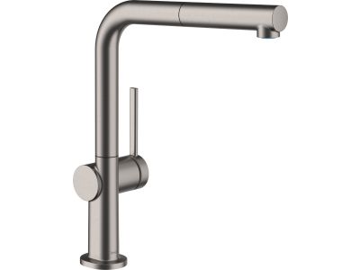 Baterie bucatarie Hansgrohe Talis M54 270 cu pipa extractibila, negru periat