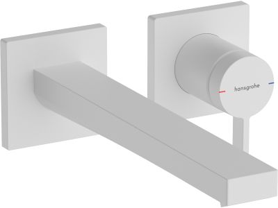 Baterie lavoar Hansgrohe Tecturis E din 2 elemente, de perete, pipa 22.5cm, alb mat