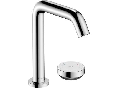 Baterie lavoar Hansgrohe Tecturis S 150 CoolStart EcoSmart+, din doua elemente, montare pe lavoar, actionare rotativa, crom